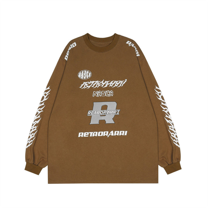 Men Long Sleeve T-Shirt Cotton T-shirt Sports Loose Racing