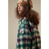 Unisex Shirt Woolen Plaid Long Sleeve Shirt