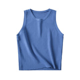 Women Vest Solid Color Knitted Slim Sleeveless
