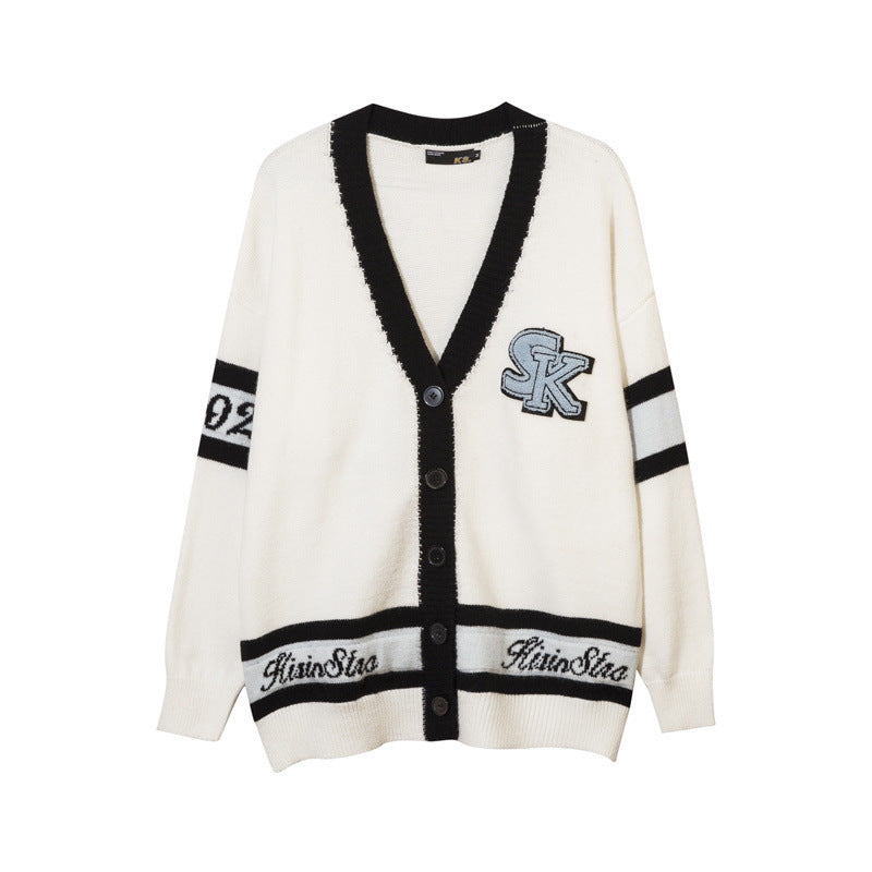 Women Sweater College Style Knitted Cardigan Casual Sweater