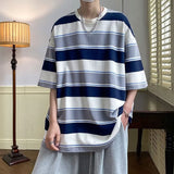 Men T Shirt Vintage Stripe All-Match