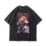 Men T-Shirt Cartoon Southeast Vintage Print Loose