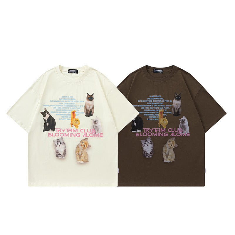 Men's T-Shirt Printed Distressed Short-Sleeved T-shirt for Men and Women