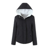 Women Cotton Coat Solid Color Zipper Fleece Padded Coat