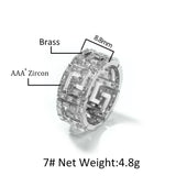 Rings Back Square Zirconium Ring Copper with Zircon Hip Hop St. Valentine's Spectrum