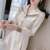 Betty Draper Valentine's Day Dress Spring and Autumn Plaid Bottoming Dress for Women