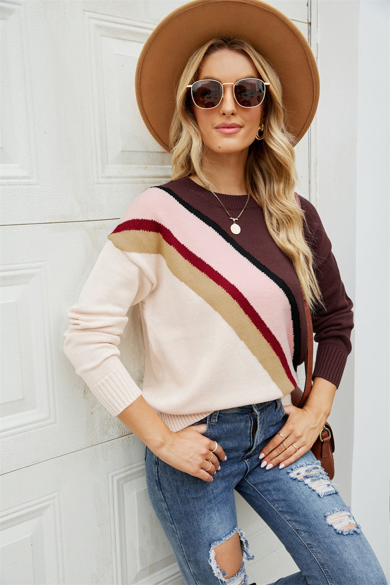 Women Pullover Sweater Fashion Striped Sweater