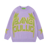 Women Sweater Contrast Color Jacquard Knitted Couple Sweater