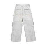 Men Jeans Multi-Pocket Workwear Pleated Loose