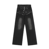 Men Jeans Stitching Hip Hop Trend Loose All-Match