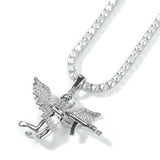 Jewelry Hip Hop Jewelry Gun Pendant Copper Zircon Angel Pieces Animal Spectrum