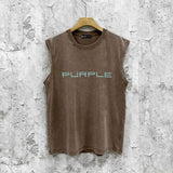 Purple Brand Distressed Tank T Shirts Distressed Sleeveless T-shirt Vest