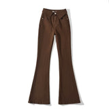 Women Jeans Slim Elastic Tight Bell-Bottom Pants