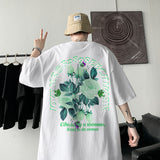 Men T Shirt Rose Pattern Retro Hiphop