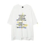 Men T-shirt Graffiti Printing Knife Ripped Loose Casual