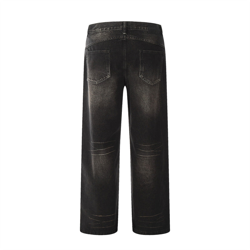 Men Jeans Retro Gradient Distressed Loose