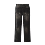 Men Jeans Retro Gradient Distressed Loose
