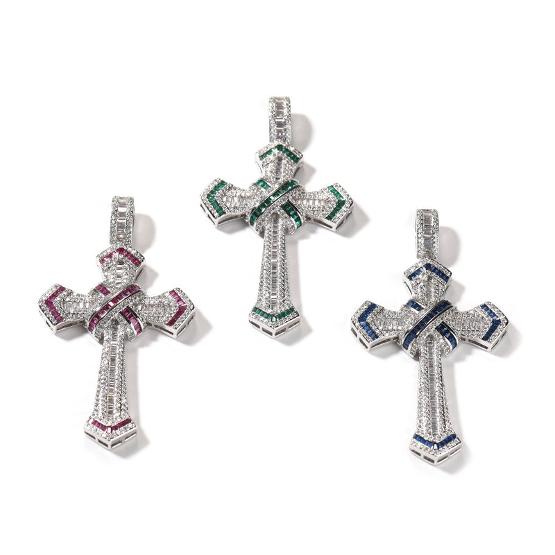 Jewelry Cross Pendant Copper Set Zircon Necklace Crosses Egypt Pieces Jesus Pieces