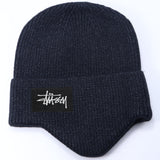 Stussy Hat Winter Knitted Hat Men's and Women's Warm Ear Protector Outdoor Wool Hat