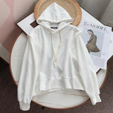 Women Hoodie Thin Loose False Two Pieces