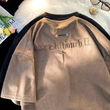 Men T Shirt Suede Loose Summer