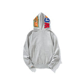 Bathing Ape Hoodie Grey Pink Double Hood Cardigan Zip Hooded Fleece Shark