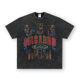Vintage T-shirts Doberman Printed Short Sleeve T-Shirt Street Washed Old