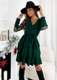 Valentine's Day Dress Spring Stitching Mesh Sleeve Long Sleeve Dress