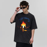 Vintage T-shirts washed and old printed short-sleeved T-shirts pure cotton