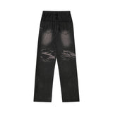 Men Jeans Retro Casual Loose Pleated Texture