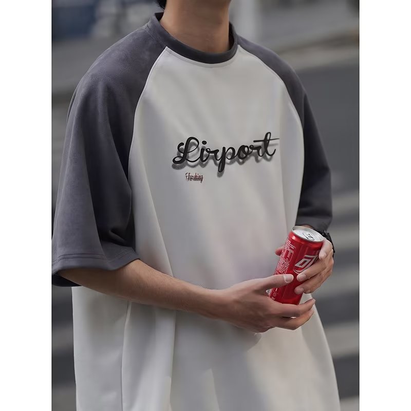 Men T Shirt Summer Retro Loose Heavy