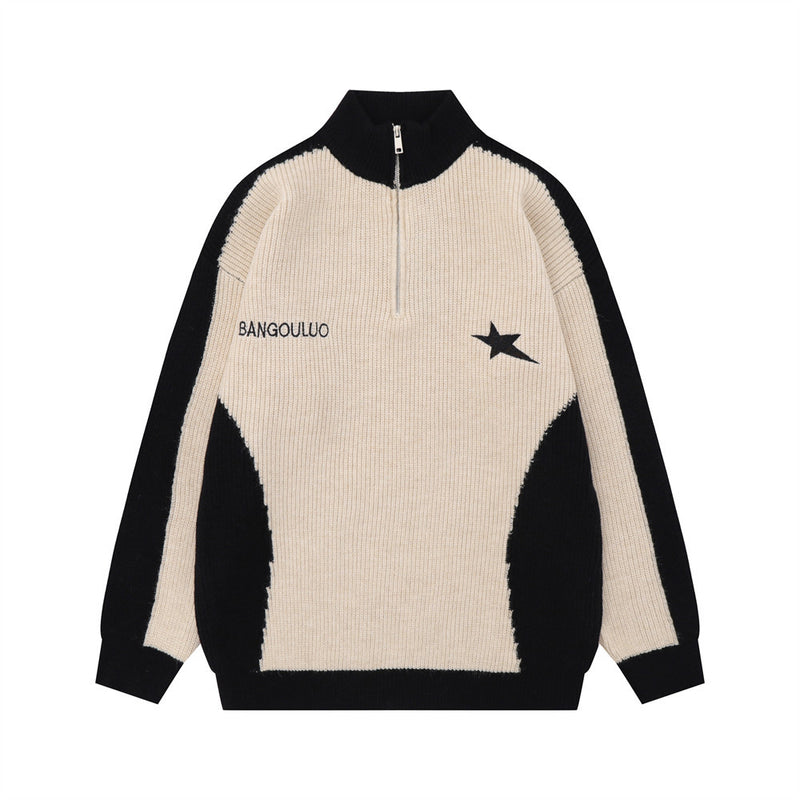 Men Sweater Half Zip Turtleneck Sweater Coat