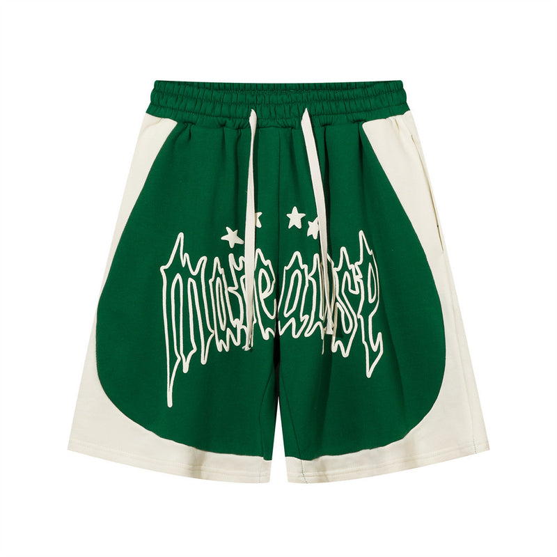 Men Shorts Stitching Shorts Printed Summer Loose Sports