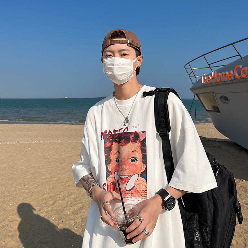 Men T Shirt Summer Versatile Oversize