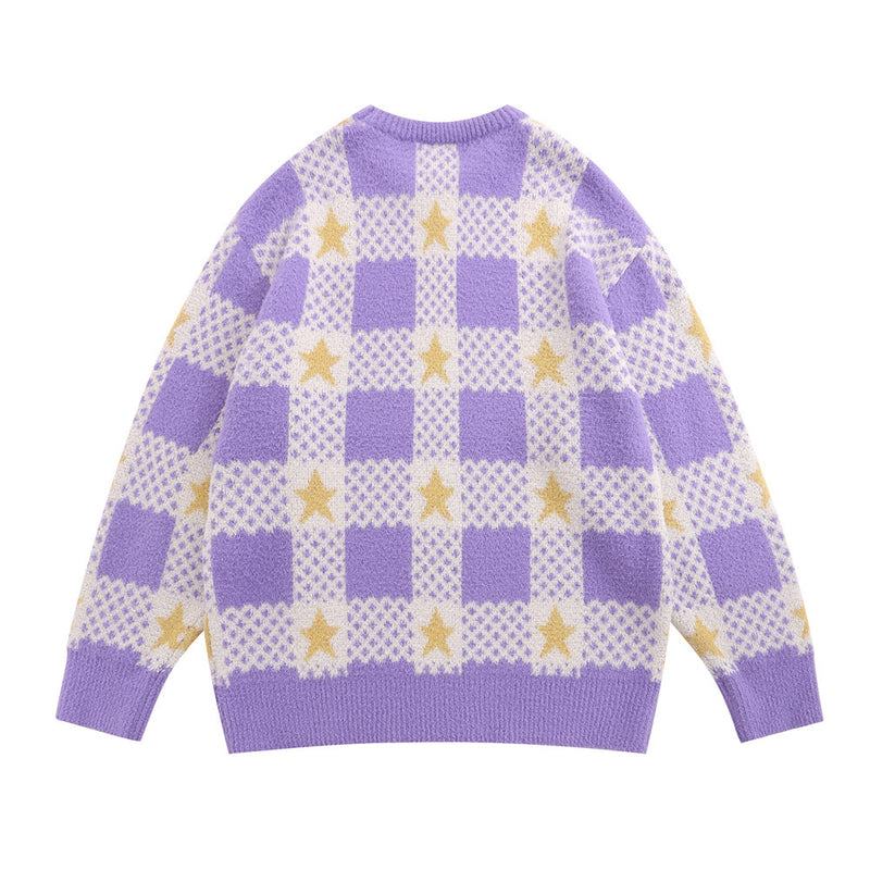 Men Sweater Fleece-Lined Heart-Shaped Jacquard Sweater