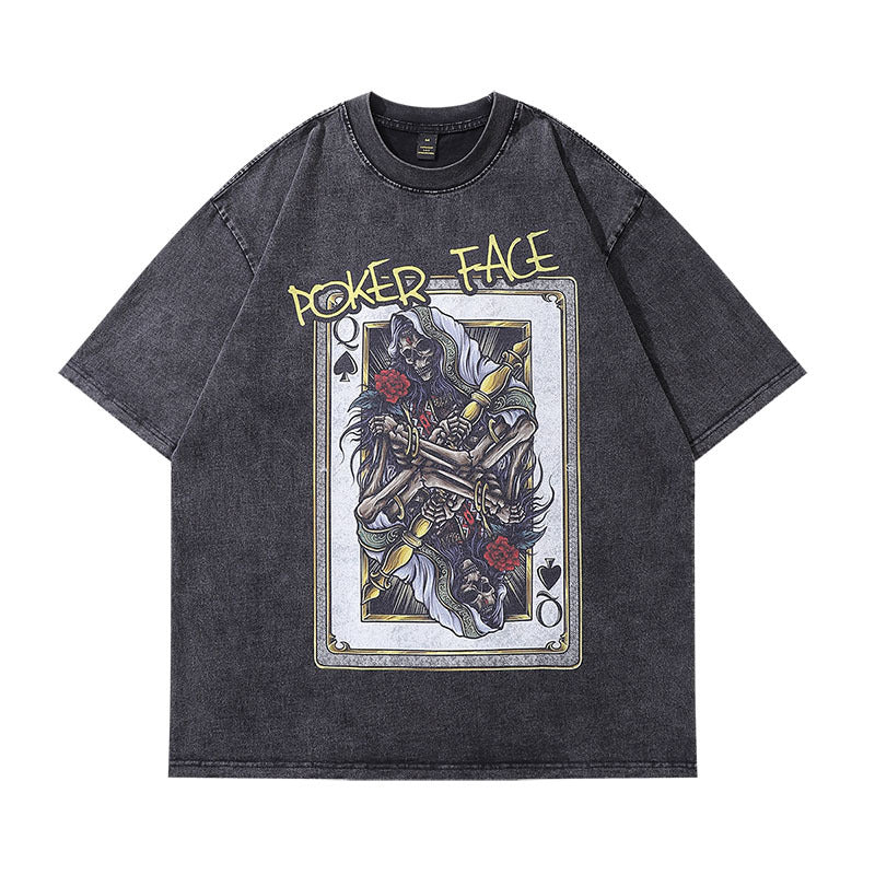 Men T-Shirt Skeleton Vintage Print Distressed
