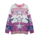 Women Sweater Star Soft Knitted Sweater Vintage