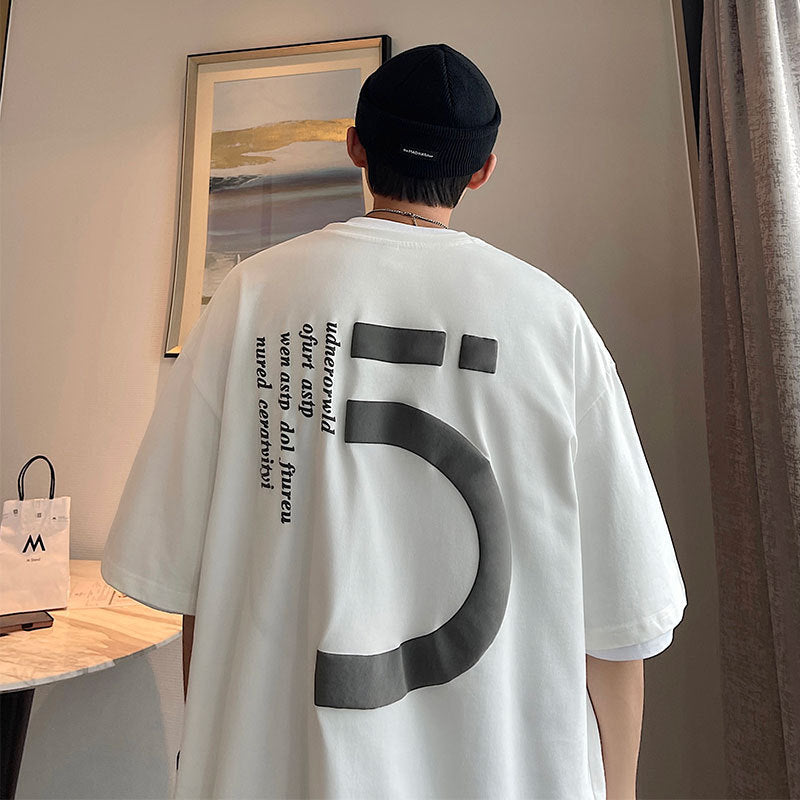 Men T Shirt Vintage Number 5 Print
