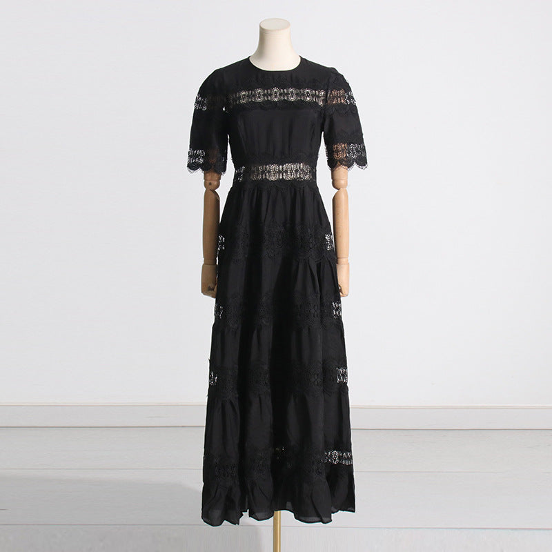 Bohemian Dress French Embroidery Lace Hollow Dress