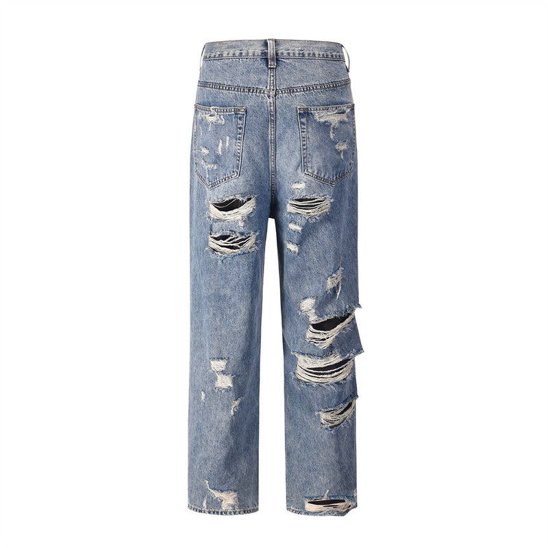 Men Jeans Scrape Loose Hole Distressed Leisure