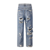 Men Jeans Scrape Loose Hole Distressed Leisure