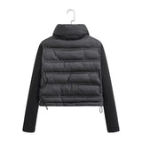 Women Cotton Coat Graceful Stand Collar Stitching Jacket