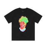 Vlone T Shirts Colorful Portrait Large V Printed Short Sleeve T-shirt Men and Women Hip Hop Loose Half Sleeve