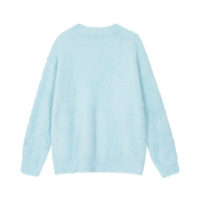 Men Sweater Five-Pointed Star round Neck Sweater Fleece Sweater Niche