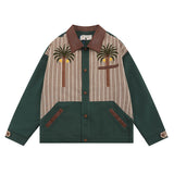 Women Jackets Vintage Patchwork Retro Vibe Baseball Jacket
