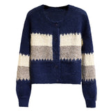 Women Knitted Cardigan Striped Knitted Jacket