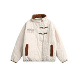 Unisex Coat Stand-up Collar Thermal Coat Loose Cotton Coat