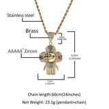 Jewelry hip hop design donkey flower pendant copper inlaid 5A zircon rapper Spectrum Animal