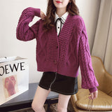 Women Knitted Cardigan Loose Leisure Short Sweater