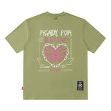 Men T-Shirt Rose Floral Print Oversize All-Match Loose